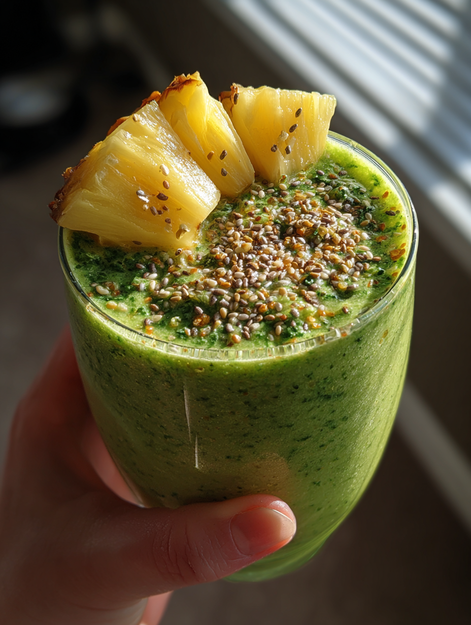 best smoothie recipes for weight loss: refreshing Tropical Green Detox Smoothie