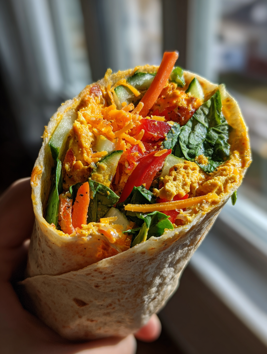easy school lunch ideas: delicious veggie wraps with hummus and cheese
