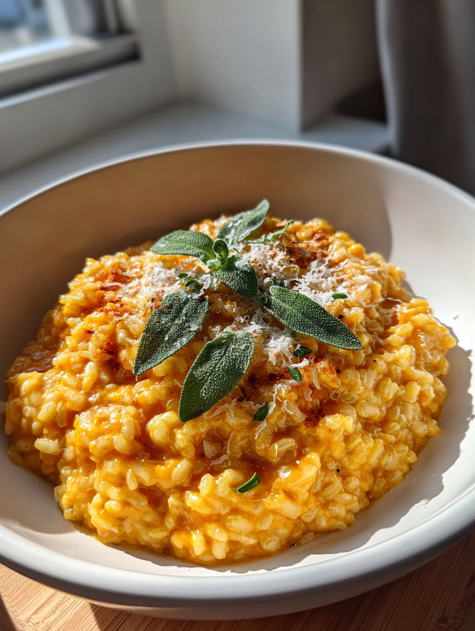 fall dinner ideas: Delicious Harvest Pumpkin Risotto with Sage
