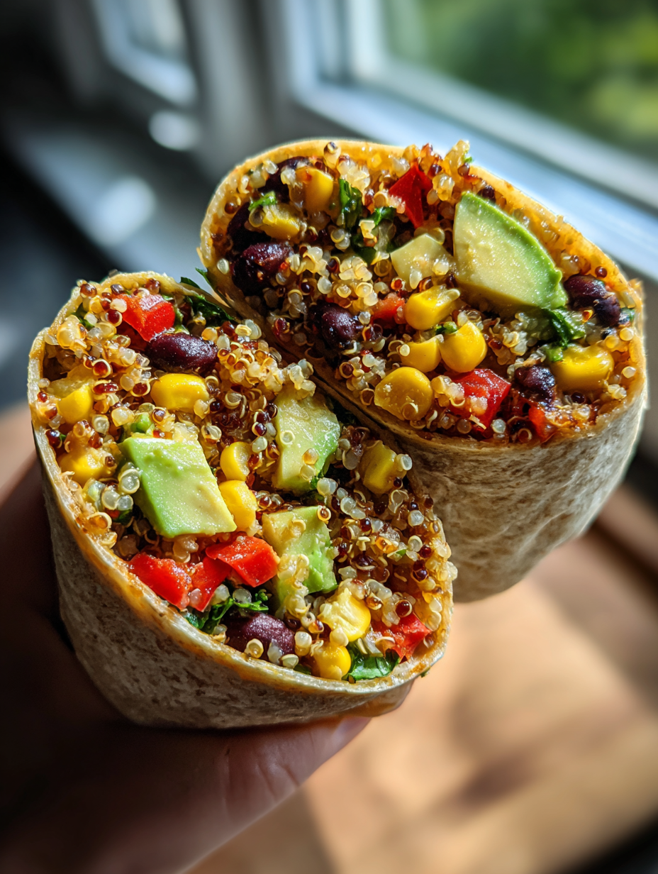 healthy school lunch ideas: Delicious Quinoa and Black Bean Salad Wraps