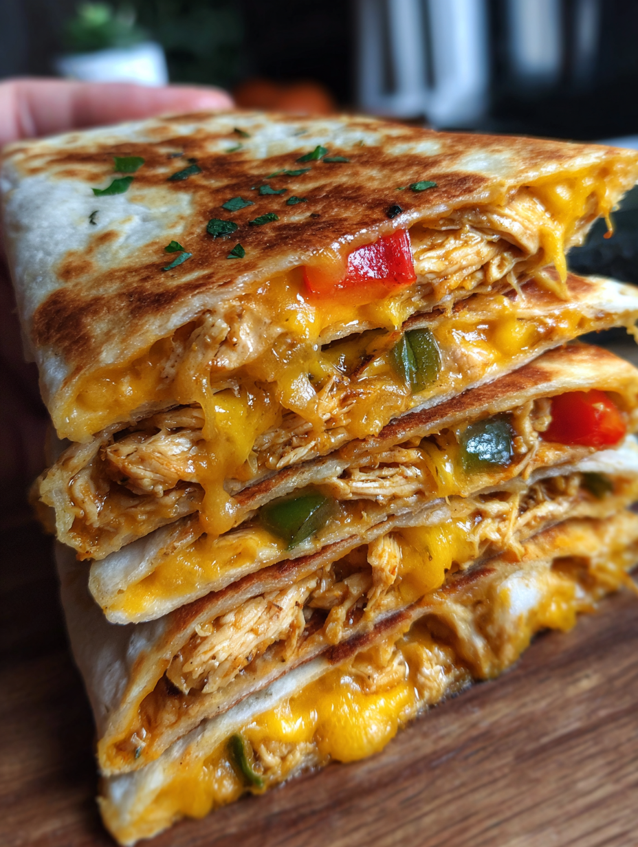middle school lunch ideas: Delicious Cheesy Chicken Quesadilla Wraps