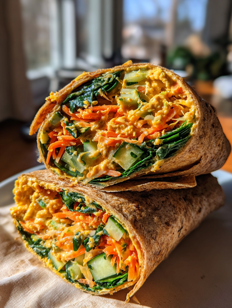 teen lunch ideas for school: delicious cheesy veggie wrap with hummus