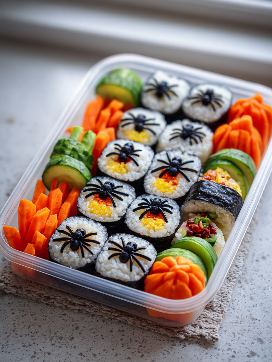Halloween Bento Box Lunch Ideas: Perfect Spooky Spider Sushi Box